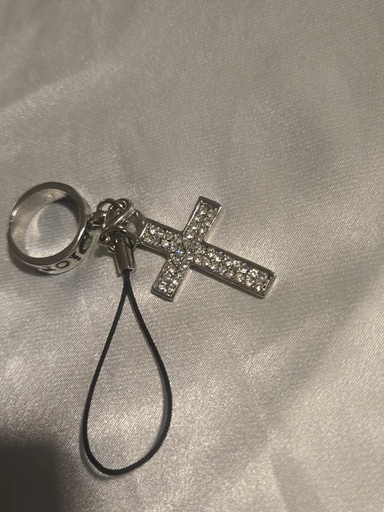 Dior Rhinestone Cross Pendant Necklace with Tag - Picture 4 of 5